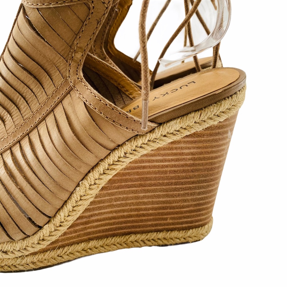 Lucky Brand Laceey Leather Wedge Peep Toe Sandal - Picture 8 of 15